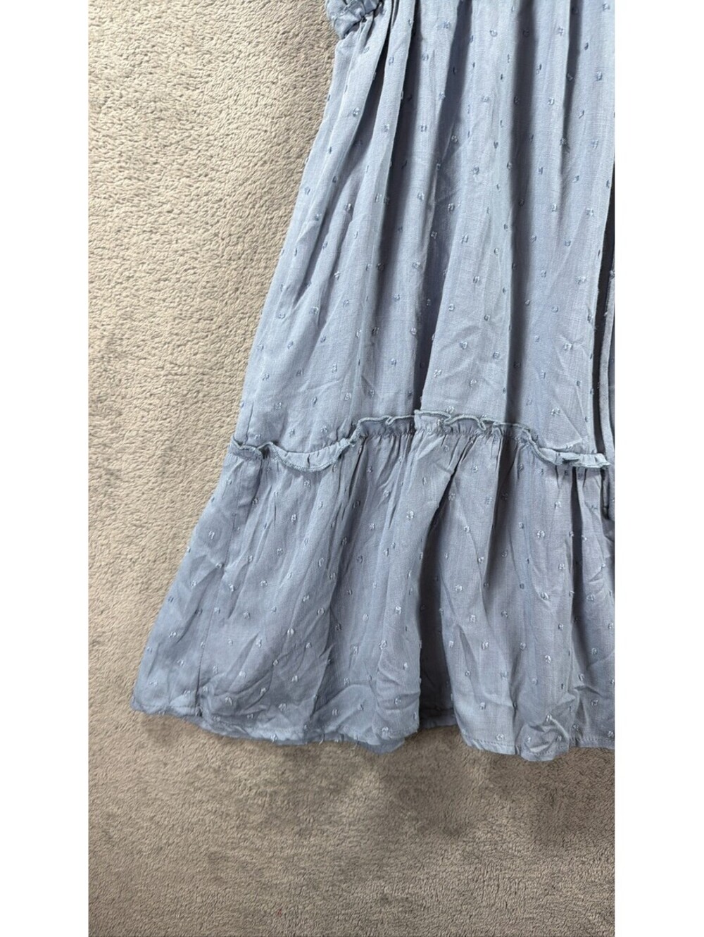 Lulus Blue Swiss Dot Tiered Mini Dress Sleeveless V-Neck Women Size XL - Picture 7 of 13